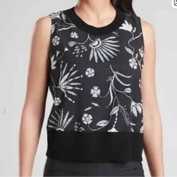 Athleta Zyphr black floral top - Picture 1 of 6